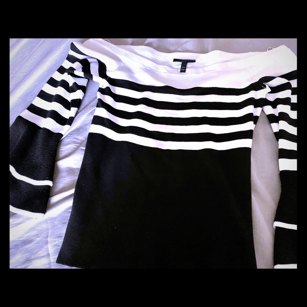 Lane Bryant off shoulder black & white